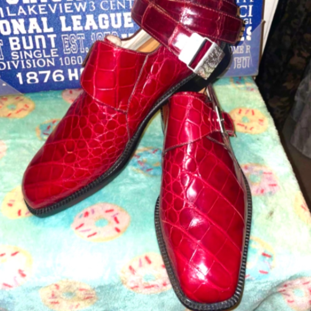 Fennix Italy Maroon Alligator Shoes SZ11 and Mauri Alligator Belt SZ 44